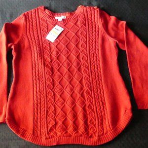 Charter Club Red Button Shoulder Sweater